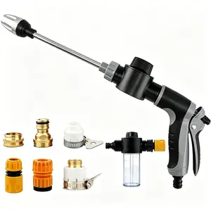 High-pressure Washer, Handheld High-pressure Washer With 3 Spray Modes, Featuring A 360° Rotating Nozzle, Stainless Steel Universal Hose Connector, Car Cleaning Supplies, Suitable For Cleaning Cars, Gardens, And Yards, Tool-free Installation (1 Set)