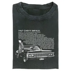 1967 Chevy Impala Supernatural T-shirt, Dean Winchester With Car Vintage TV Show Shirt Gift for Men, Gift for Women, Crew Neck T-shirt