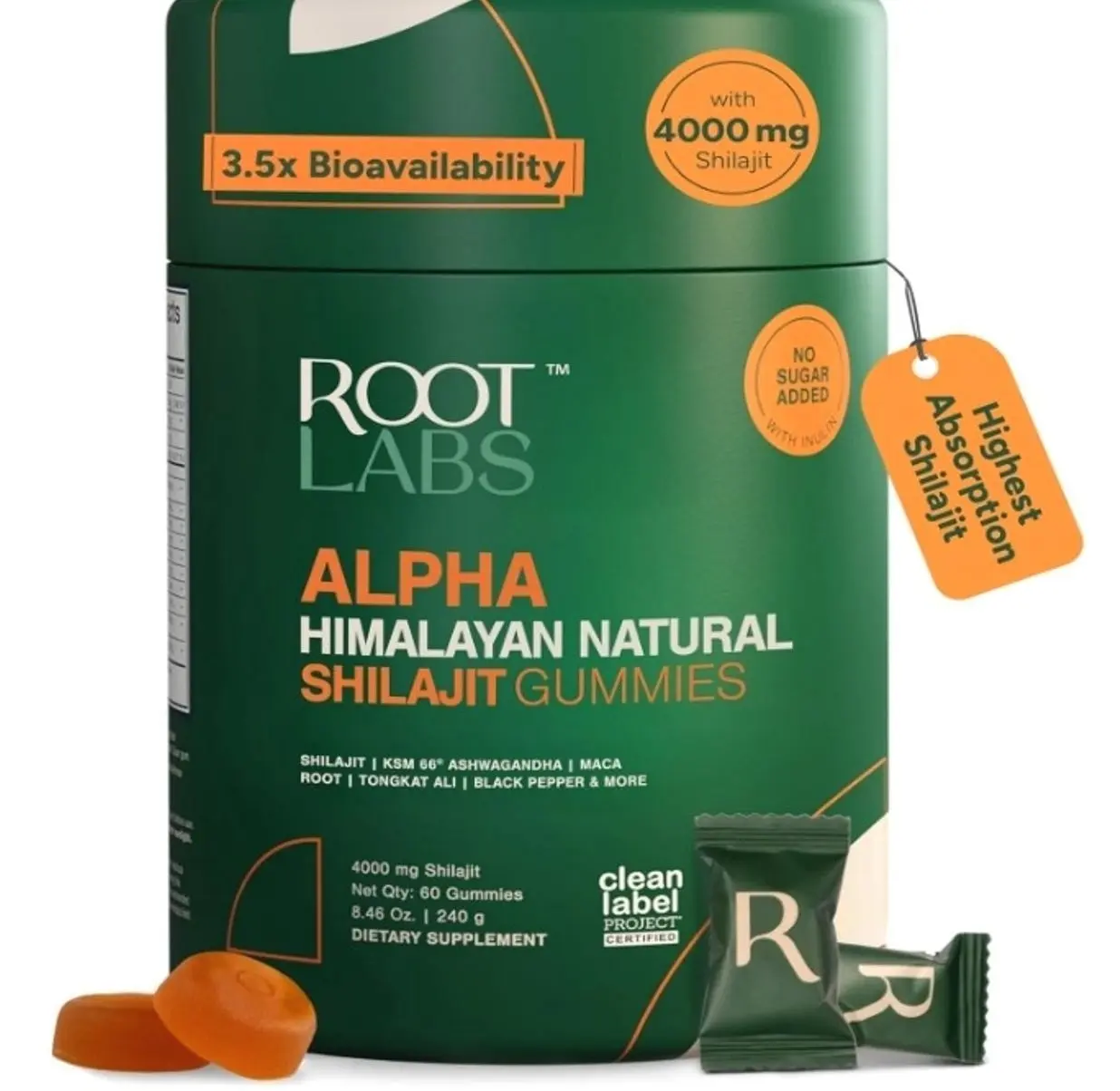 ROOT LABS 10-in-1 Alpha Shilajit Gummies | 4000 mg Pure Himalayan Shilajit with Tongkat Ali & Maca Root | Shilajit for Men & Women | ShilAbsorb Bioavailability Tech | Sugar-Free, Vegan | 60 Gummies