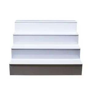 BarConic® LED Liquor Bottle Display Shelf - 4 Tier (Step) - White - Multi-Colored Lights - Several Lengths