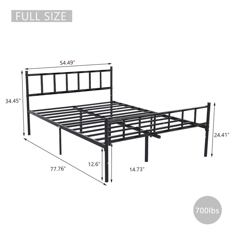 Metal  Heavy Duty Platform Bed Frame with Headboard Sturdy Steel Slats Support No Box Spring Needed Easy Assembly TwinSteel Slat Bed Frame