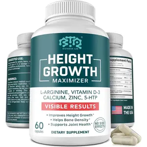 Height Growth Maximizer, Calcium, Vitamin D3 and Zinc Blend Pills, Bone Growth Supplement for Kids and Teens, Bone Strength, Density Support, GMO-Free, Gluten-Free, Made in USA, 60 Caps