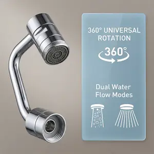 Rotating Faucet Aerator Extension – for effortless, all-angle control; rotating swivel faucet aerator extender; kitchen/bathroom sink faucet sprayer attachment with two spray modes (splash);