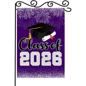 Purple Class of 2026 Graduation Garden Flag,Congratulation To Our Class of 2026 Congrats Grad Decorations, 2026 High School/College/University Graduation Flag,Double Sided.