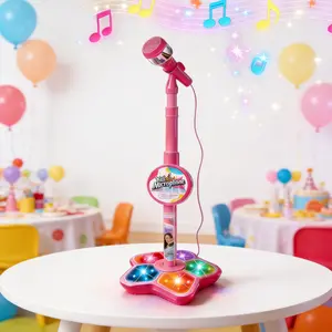 Kid's Portable with Colorful LED Light Karaoke Microphone Toy,Boosts your child's happinessand confidence, Perfect birthday, Christmas,Easter gift for kids ages 3-8 K-pop festival giftcreativity halloween gift ornament music toy