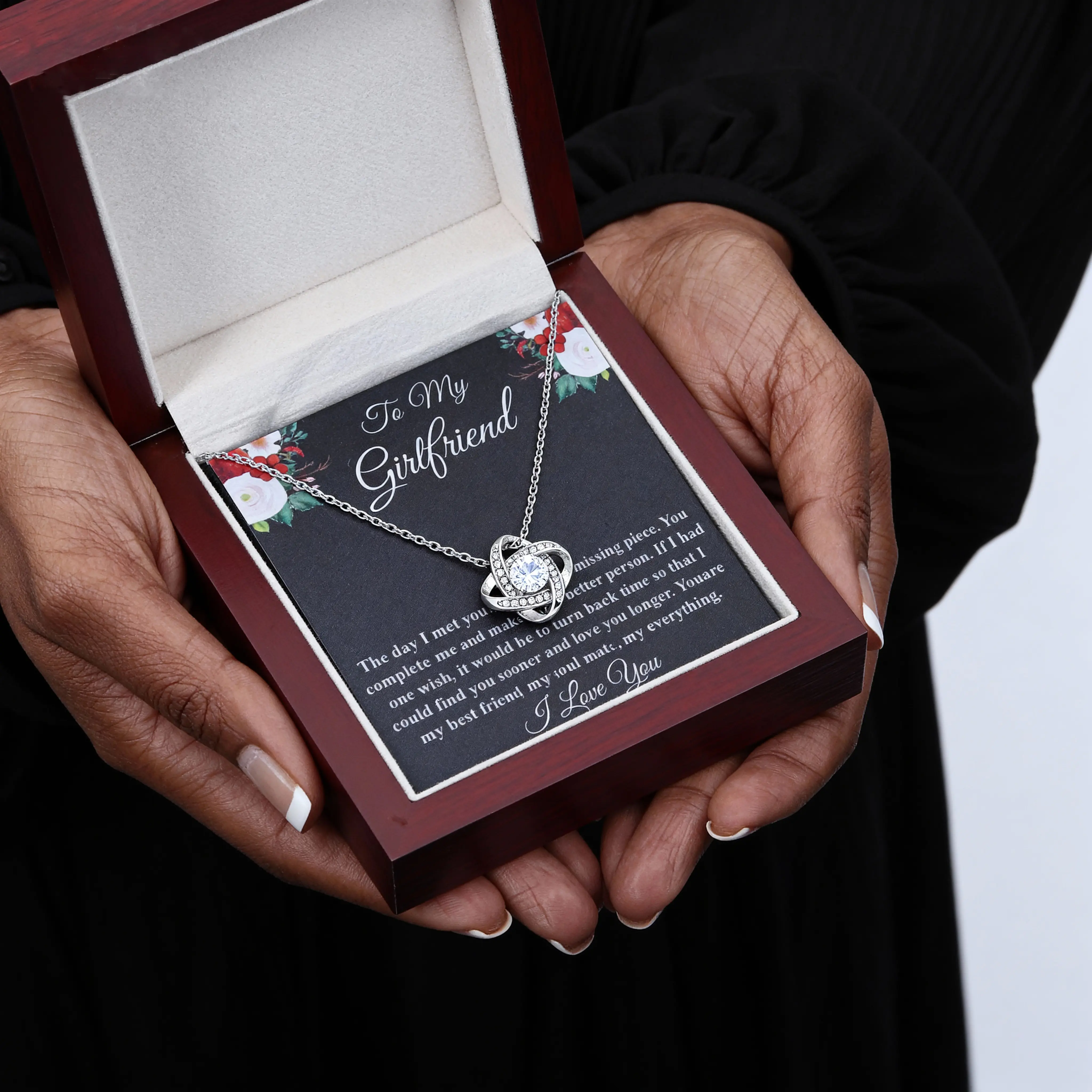 Girlfriend Necklace, Girlfriend Gifts, Girlfriend Jewelry, Valentine's Day Gift, Knot Necklace with Box and Message Card