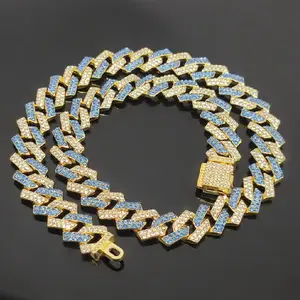 Cuban Link Chain Mens Miami Cuban Necklace Silver/Gold Bling Diamond Hip Hop Necklace Jewelry for Women Chain Street Trend Aficionados