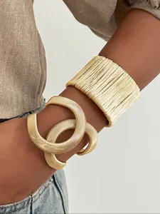 Bohemian Style X-Shaped Cross Iron Wire Wide Face Fashion Bracelet, Elegant Lightweight Luxury Metal Jewelry Gift for Women