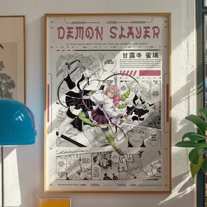Mitsuri Kanroji Poster Poster Unframed, Pink and purple Demon Slayer Anime Poster, Manga Panels Japanese Anime Art Décor, Unique Gift Idea for Home