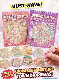 Telado 2.0 3D Miniature Scene Sticker Book | DIY Scrapbook Kit Reusable Plastic Stickers Stress Relief Craft Gift for Women & Girls