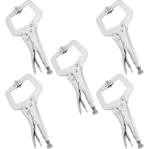 5 Pack 11 Inch C Clamp Locking Pliers,Locking C Clamp, Adjustable Nickel Plated C Pliers For  Working, Welding, Electrician Maintenance and , by