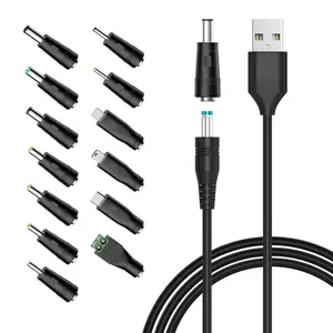 5V Universal DC Power , USB to DC  Cord with 13 count Adapter Plugs for Webcam Router, Recorder,  Speaker, Scanner, DVR, Hard Disk Box, USB-HUB etc.