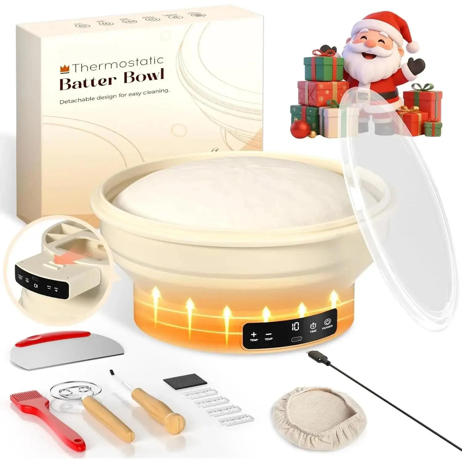 Electric Sourdough Starter Kit - All-in-1 Smart Proofing Solution, 6-Temp (77-122℉) Control, Timing Functions, 9" Foldable Dough Warmer, Complete Banneton Proofing Basket Set for Home Artisan Bakers | Bakeware & Baking Utensils