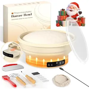 Electric Sourdough Starter Kit with 6-Temp (77-122℉) Control & Timer - 9" Foldable Sourdough Bread Baking Supplies & Dough Warmer - Complete Banneton Bread Proofing Basket Set for Artisan Home Bakers