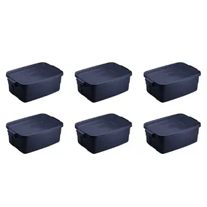 Rubbermaid 3 Gallon Stackable Storage Container, Dark Indigo Metallic (6 Pack)