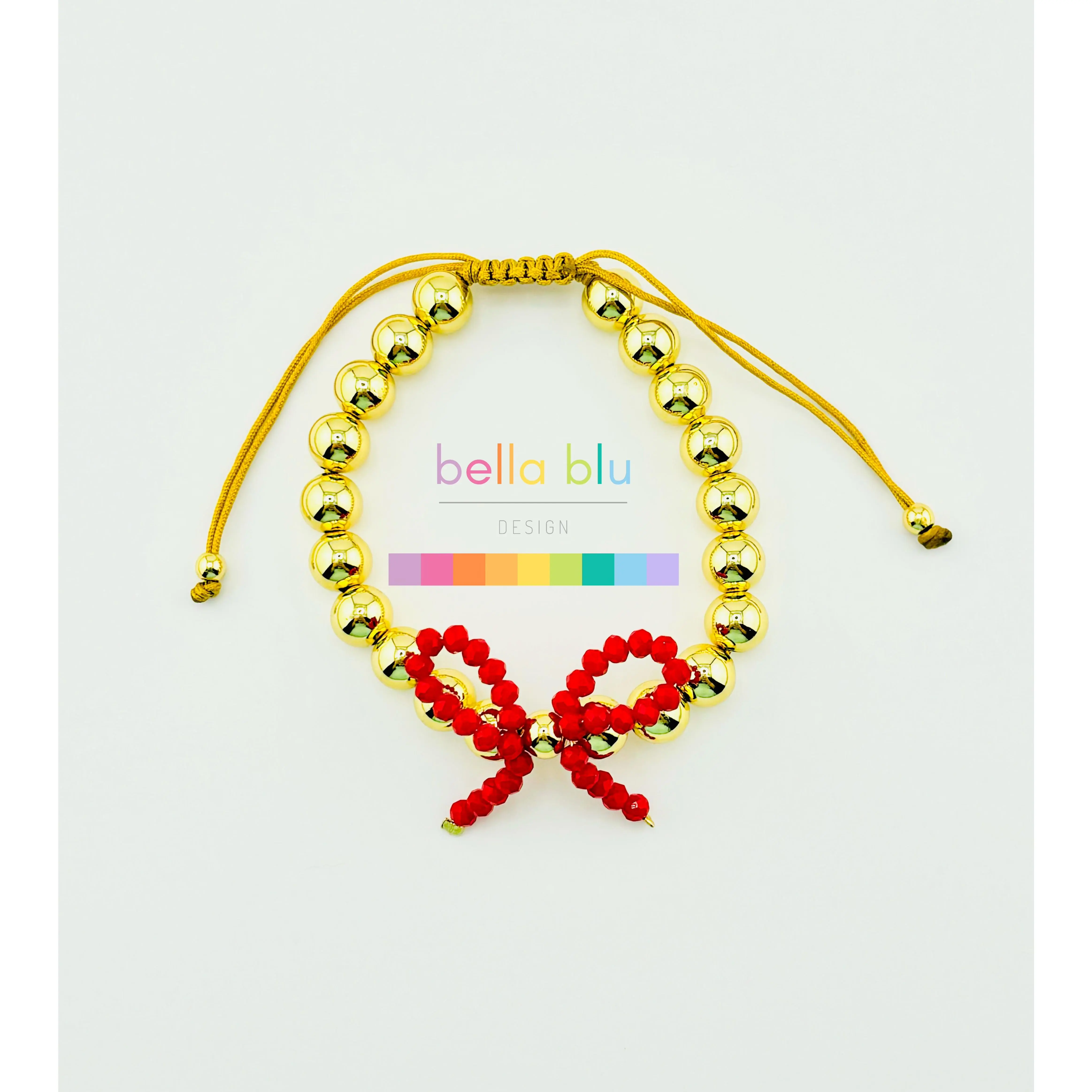 Dallas adjustable bracelet in gold filled and coquette red bow