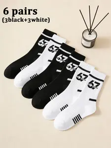 3/6 Pairs Unisex Fun Cartoon Socks, Breathable Sweat-Absorbing Sports Socks, Striped Design, Durable Comfort Running Socks, Hiking and Cycling