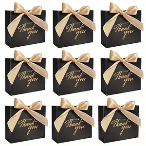 12-24pcs Thank You Gift Bags, Party Favor Bags with Bow Ribbon, Mini Candy Boxes, Wedding, Birthday, Business Gifts