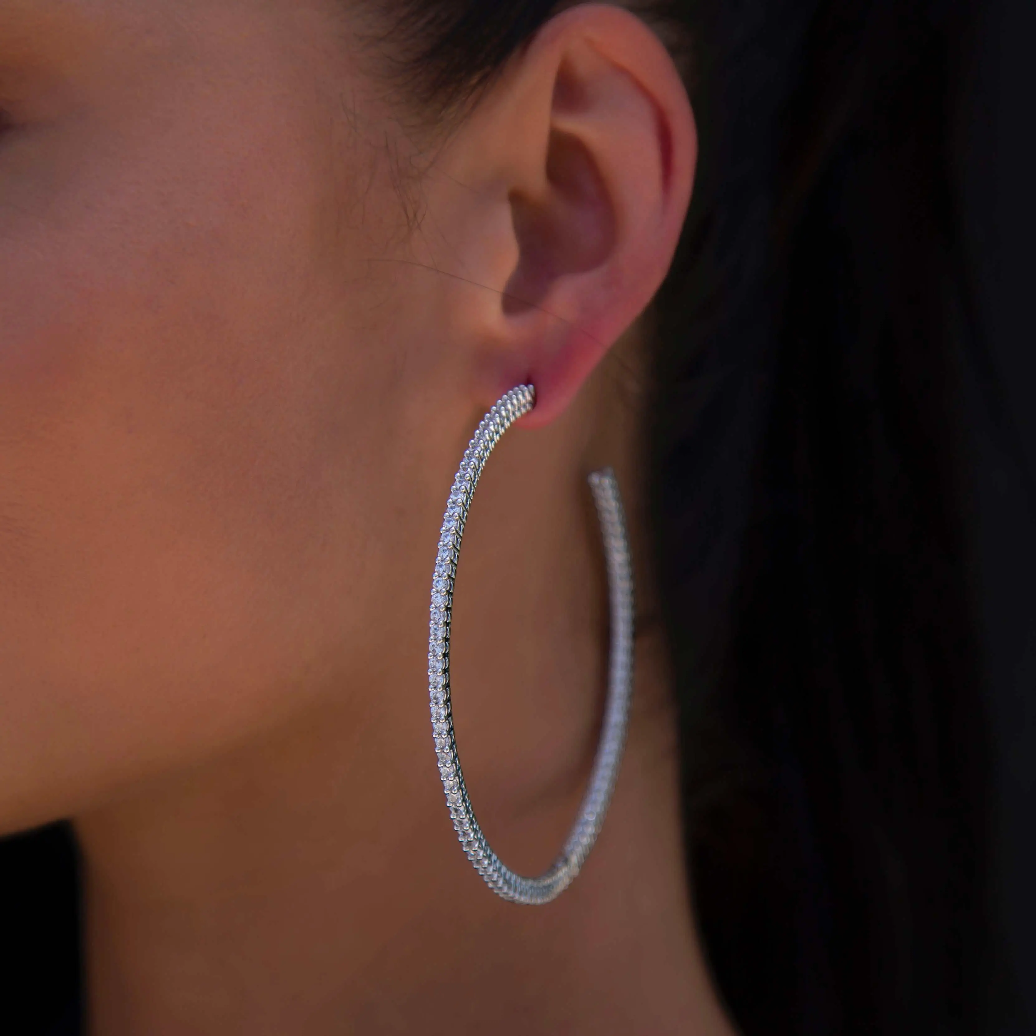 GLD Large Eternity Hoop Earrings in White Gold - Perfect Gift #tiktokshopsummersale