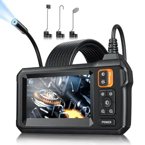 Endoscope Camera with Light Inspection Borescope Camera 4.3" IPS Screen 1920P HD 8 LED Lights 16.5FT Semi-Rigid Cord IP67 Waterproof for Sewer Tools