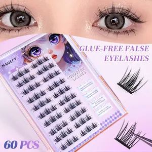MAGEFY 60 Cluster Curl C and 7mm Individual Eyelashes of No Glue Required, DIY Create Manga Lashes and Naturally Eyelash Extensions of Waterproof and Sweat proof, Easy to Operate and Reusable, Essential Beauty Tools for Beginners