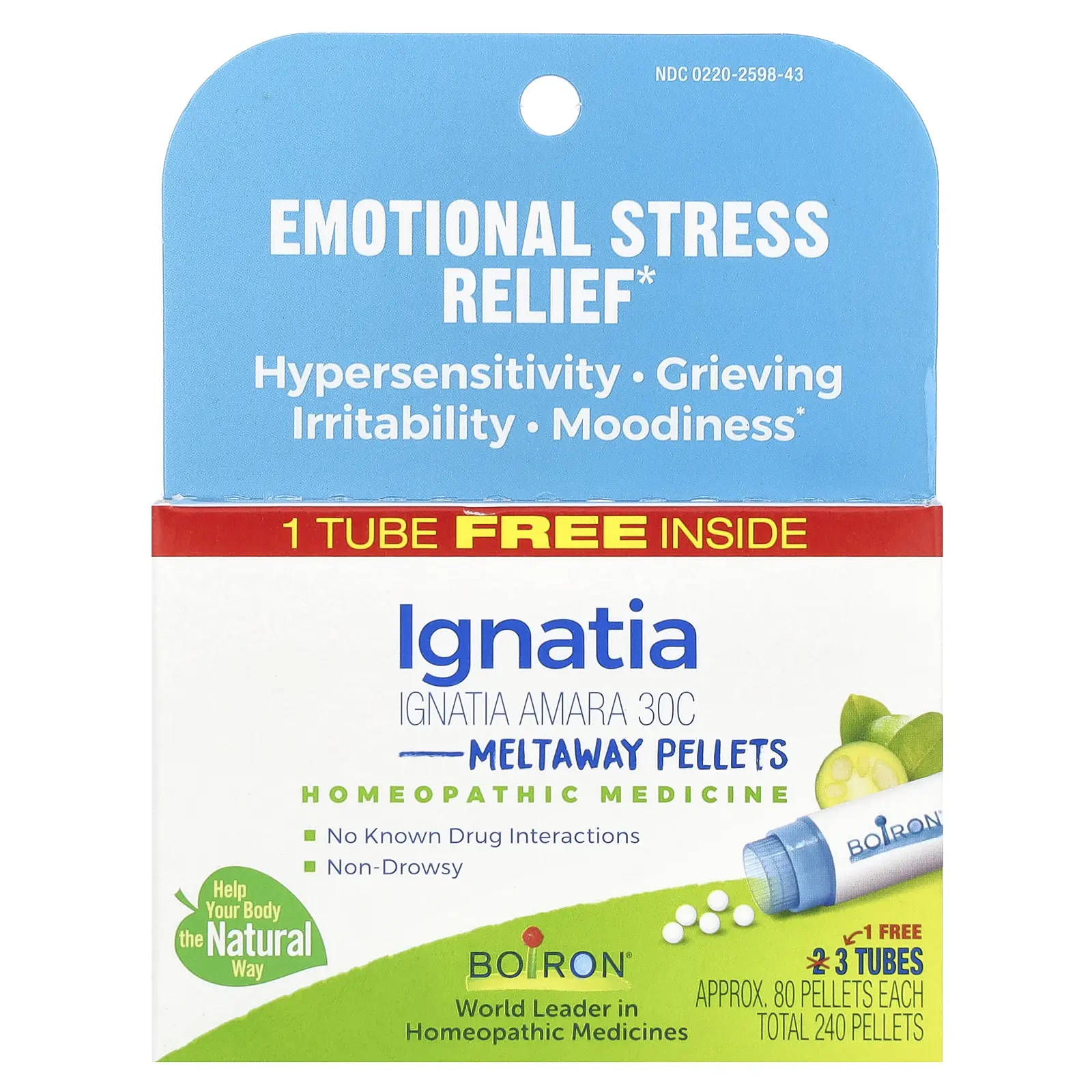 Boiron Ignatia Amara, Meltaway Pellets, 30C,  3 Tubes, 80 Pellets Each | HSA/FSA Eligible