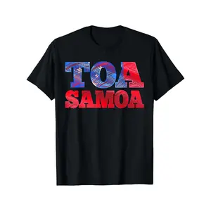 Cotton Short Sleeve  T-Shirt Men'S Wear 180g 100% Cotton One Side Printed Round Collar Short Sleeve T Shirt Toa Samoa or Samoan Flag or Rugby T-Shirt Gift for Men Dad Husband Grandpa Friends, S-XXXL, Black