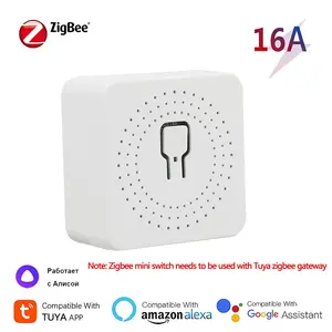 Tuya Zigbee3.0 16a Mini Smart Switch, Supports Smart Life APP Remote Control, Compatible with Alexa Google Home Yandex