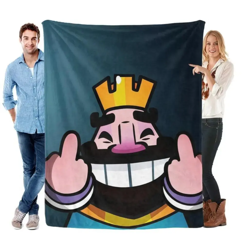 Clash Royale Laughing King Meme Flannel Throw Blanket, Soft Cozy Gamer Fleece Blanket, Funny Gaming Room Decor for Bed Sofa Couch Dorm, Unique Birthday Gag Gift For Gamers Boys Friends