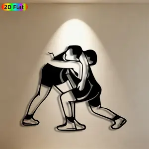 1pc Wrestling Metal Wall Art,Dynamic Wrestling Statue Mural, Ideal Gift for New Year, Fathers Day, Sports Decor Enthusiasts, Rust-Resistant Metal Wall Decor Wall Sculptures, Perfect for Gym Wall & Backyard Fence Wrestling Enthusiasts