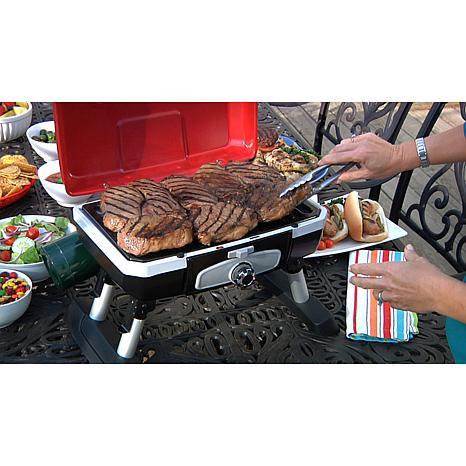 Cuisinart Petit Gourmet Portable Tabletop Outdoor LP Gas Grill in Red/Black