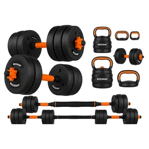 ROCKRAF Adjustable Dumbbell Set, 20/50/70lbs Free Weight Set With Connector, 4 In1 Dumbbells Set Used As Barbell, Kettlebells, Push Up Stand, Fitness Exercises For Home Gym Suitable Men/Women