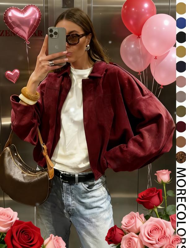 Women's Military Jacket, Army Green Loose Fit Coat For Spring & Autumn