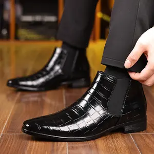 Step into Luxury Men’s Crocodile Pattern Chelsea Boots | Timeless Elegance Footwear