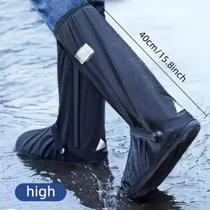 Waterproof and Rainproof Unisex Shoe Covers |     Adjustable Elastic Band, No Upper Material, Black, Keeps Feet Dry In Wet Environments, Windproof And Rainproof, Non-Slip And Wear-Resistant, Simple Design, Glossy Finish