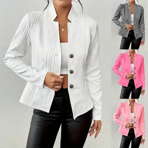Women's Light Pink Relaxed Blazer - Modern Sophisticated Oversized Suit Jacket, Spring Essential Tops