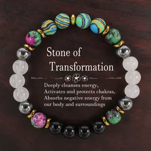 Transformation Bracelet Deeply Cleanses Energy, Activates And Protects Chakras, Absorbs Negative Energy From Our Body And Surroundings Healing Crystal Bead Jewelry Love Girlfriend Souvenir Valentine Anniversary New Year Christmas Halloween Birthday Gift