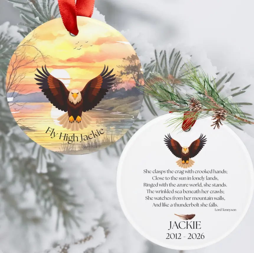Jackie the Bald Eagle of Big Bear Lake Memorial Ornament