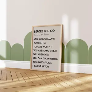 Affirmations Wall Art Print | Before You Go Poster | Inspirational Decor | UNFRAMED