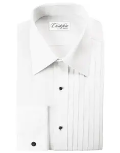 Milan Elegance™ White Pleated Laydown Tuxedo Shirt Classic Fit