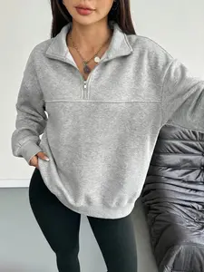 Women's Fall Winter Fleece Lined Loose Fit Zipper Hoodie, Casual O-Neck Pullover, School & Graduation Wear, Daily Leisure Clothing