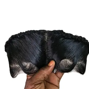 Ready To Wear Glueless Gele Turban Frontals 13x4 Human Hair Full Frontal with Design Color 1B Off Black for Stylish Looks