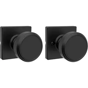 Kwikset Maven Interior Passage Door Knob, Square Handle for Closet and Hallway Doors, NonLocking Doorknob in Matte Black, with Microban Protection