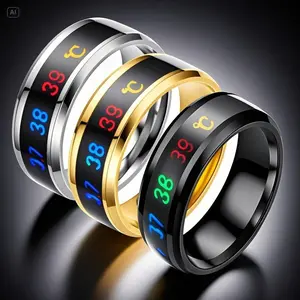 Stainless Steel Ring with Temperature Display - Durable & Versatile for Everyday Wear - Unique Accessory for Style and Functionality