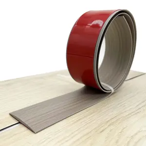 Floor Transition Strip Self Adhesive, Flat Laminate Floor Cover Strip 2" Wide Vinyl Floor Flat Divider Strip,  Grain Design (20Ft, Grey)