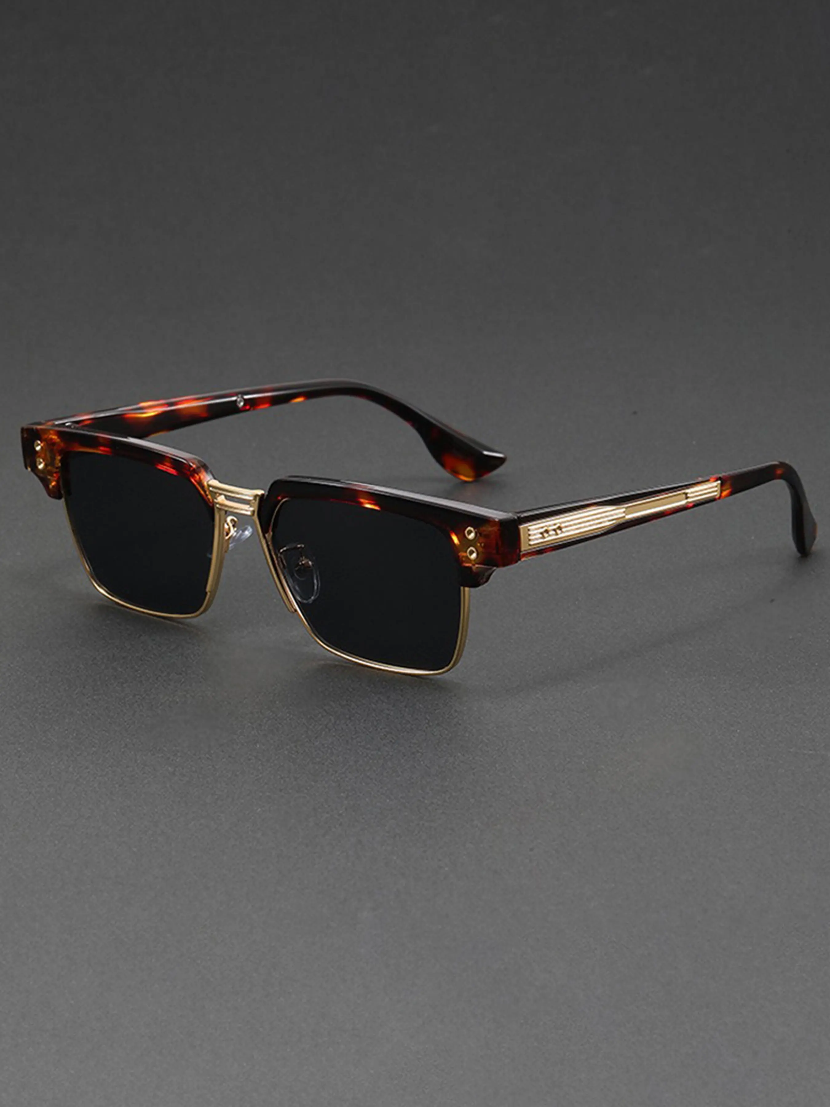 Square Half Frame Sunglasses Frame with Metal Edge Design Cool Street Style Suitable for Both Men and Women