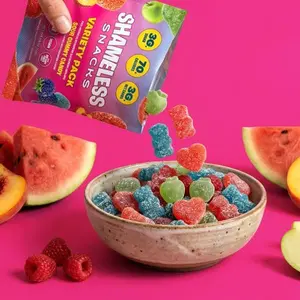 Snacks Variety Pack Low Calorie Sour Gummy Candy, Keto Friendly High Fiber Low Sugar Healthy Candy, Gluten Free Plant Based, 1.8 oz 50g Pack