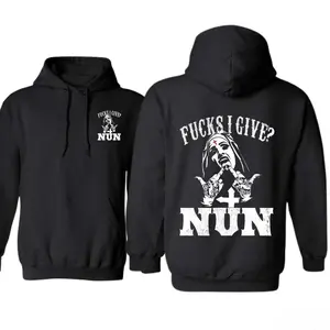 Fucks I Give Nun Hoodie – Sarcastic Nun Print Pullover, Gothic Punk Rebel Statement Sweatshirt for Badass Alternative Fashion Fans