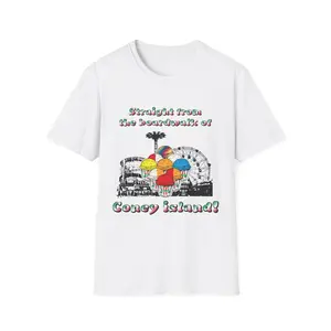 'Straight From The Boardwalk Of Coney Island!'  Brooklyn Mike's Italian Ice - Unisex T-Shirt for Women & Men Cotton Fabric  Classic Fit Crew Neckline Tshirt Shortsleeve Crewneck Menswear Top