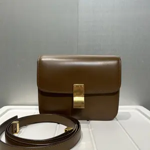 Pre-owned Celine Leather Crossbody Bags Box Calfskin Teen Classic Box Flap Bag Camel